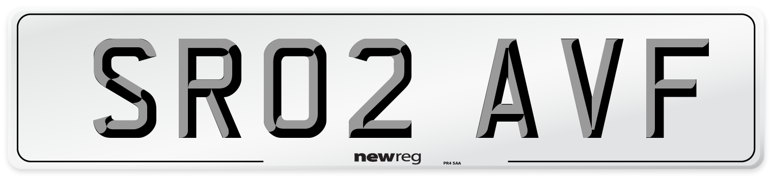 SR02 AVF Number Plate from New Reg